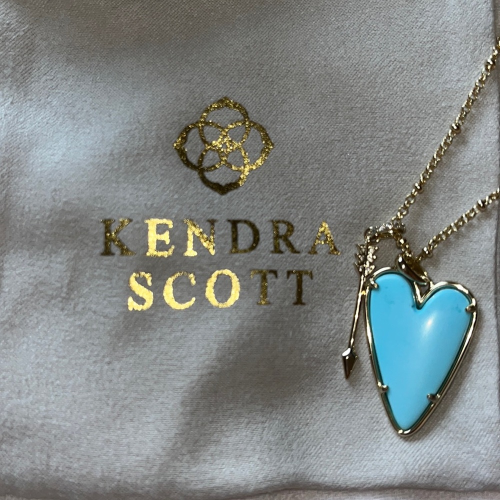 Kendra Scott light blue heart and arrow necklace